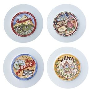 Restoration Hardware Vintage 2000 Classic Cheese Plates 7.5″‎ Set of 4